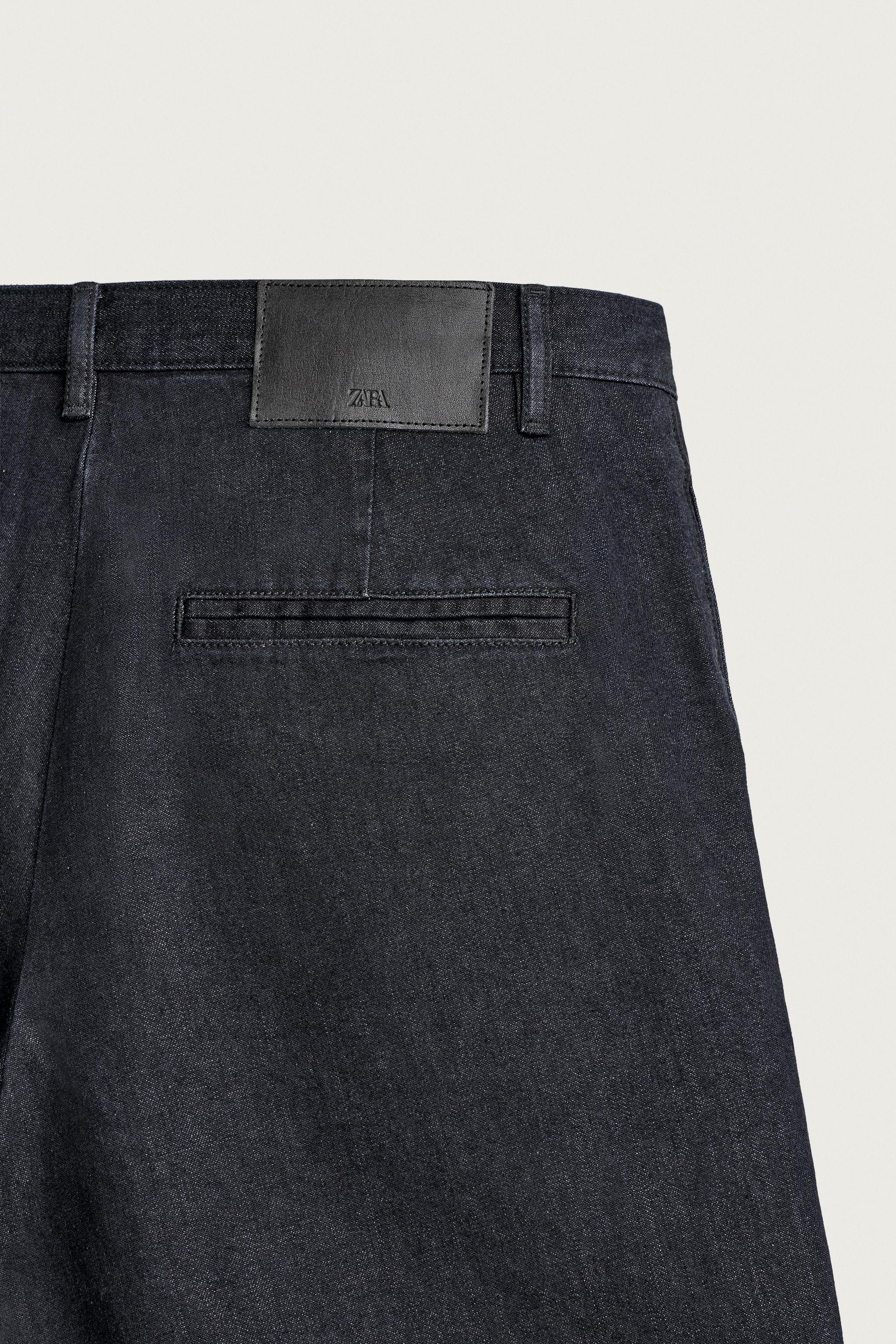 RELAXED FIT PLEATED CHINO DENIM SHORTS